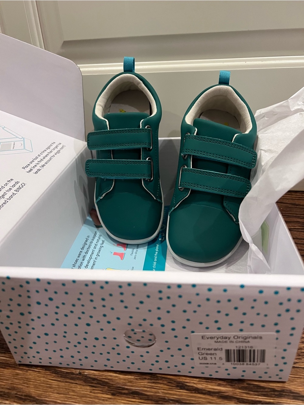 Emerald Green Kids Double-Strap Sneakers
